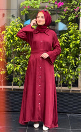 Shimmering Button Down Dress With Tassel