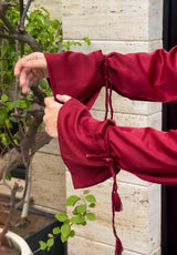 Shimmering Button Down Dress With Tassel