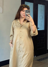 Button-down Dress Shirt - Beige