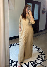 Button-down Dress Shirt - Beige