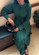 Bow Button-Down Dress - Green