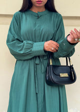 Bow Button-Down Dress - Green