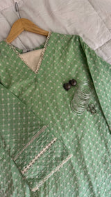 Green Chikenkari Set - Long