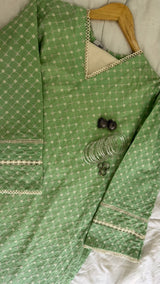 Green Chikenkari Set - Long