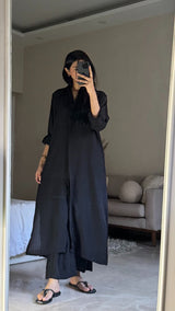 Striped Black Co-ords Set -Long