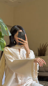 Cream Premium Cotton Set - Long