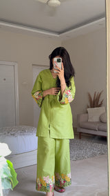 The Floral Matcha Embroidered Set