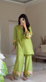 The Floral Matcha Embroidered Set