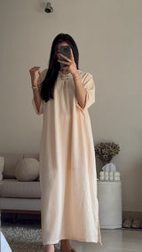 Beige Cotton Crochet Dress