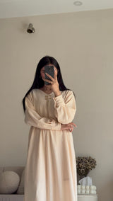 Beige Cotton Crochet Dress