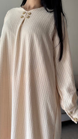 Beige Cotton Crochet Dress