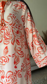 Coral Petal Flow - Long Shirt