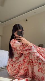 Coral Petal Flow - Long Shirt