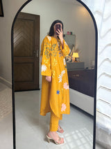 Mustard Embroidered Co-ord Set.
