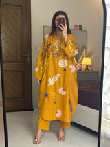Mustard Embroidered Co-ord Set.