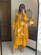 Mustard Embroidered Co-ord Set.