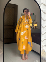 Mustard Embroidered Co-ord Set.