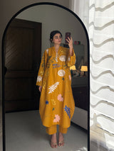 Mustard Embroidered Co-ord Set.