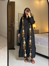 Black Floral Embroidered Dress Shirt