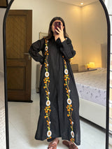 Black Floral Embroidered Dress Shirt