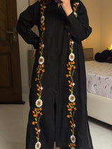 Black Floral Embroidered Dress Shirt