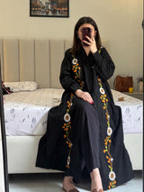 Black Floral Embroidered Dress Shirt