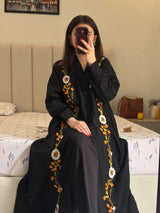 Black Floral Embroidered Dress Shirt